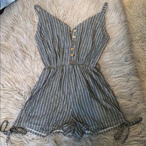 Grey stripped romper